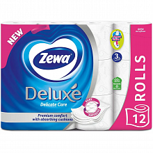 Туалетная бумага трехслойная ZEVA Deluxe, целлюлоза, 19.3 м, 150 отрывов (12 рул./уп.) Туалетная бумага трехслойная ZEVA Deluxe, целлюлоза, 19.3 м, 150 отрывов (12 рул./уп.)