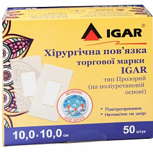 Хирургическая повязка прозрачная на полиуретановой основе 10х10 см, IGAR (50 шт./уп.)