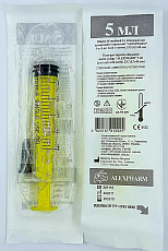 Шприц инъекционный 3-компонентный 5 мл, Luer Lock, игла 22G (0.7х40 мм), 120 шт./уп., ALEXPHARM 