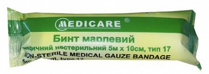 Бинт марлевый нестерильный 10х500 см, тип 17, Medicare Бинт марлевый нестерильный 10х500 см, тип 17, Medicare