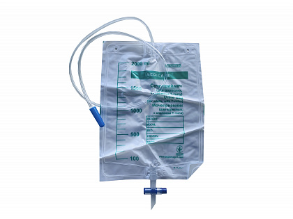 Сечоприймач для дорослих з клапаном Т-типу MEDICARE, 2 л Сечоприймач для дорослих з клапаном Т-типу MEDICARE, 2 л