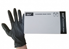 Перчатки нитриловые защитные, особенно прочные, черные (8.5 г) SEF (100 шт./уп.). Размер: M