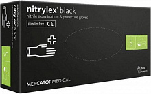 Рукавички нітрилові, чорні Nitrylex PF Black (текстур., неопудрені) (100 шт./уп.). Розмір: S