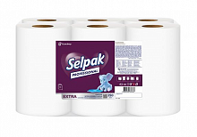 Рушники рулонні одношарові, центральна витяжка, білі, целюлозні Selpak Professional (6 шт./уп.)