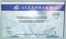 Перчатки латексные ALEXPHARM, нестерильные, опудр., нетекстур., 5.0 г (100 шт./уп.). Размер: L 