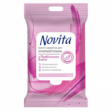 Вологі серветки для інтимної гігієни NOVITA Intimate з пребіотиком біолін (15 шт./уп.)