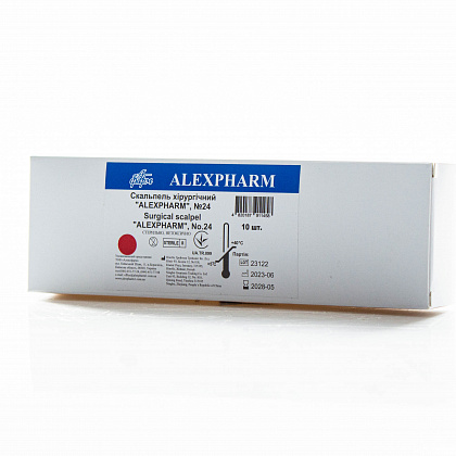 Скальпель хірургічний ALEXPHARM, р. 24 (10 шт./уп.) Скальпель хірургічний ALEXPHARM, р. 24 (10 шт./уп.)
