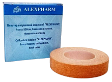 Пластир медичний котушковий ALEXPHARM на бавовняній основі тілесний, 1х500 см (24 шт./уп.)