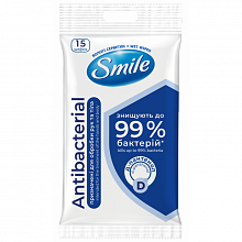 Серветки вологі антибактеріальні з Д-пантенолом SMILE Antibacterial (15 шт./уп.)