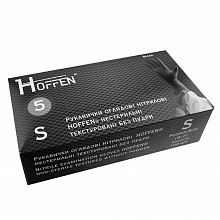 Рукавички нітрилові HOFFEN текстуровані, неопудрені, Чорні, 5.0 (100 шт./уп.) р. S Рукавички нітрилові HOFFEN текстуровані, неопудрені, Чорні, 5.0 (100 шт./уп.) р. S