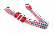 Жгут автоматический плоский с пряжкой из поликарбоната 48х2.5. Рисунок: Серая+красная клеточка