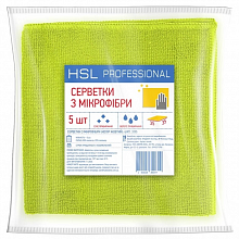 Салфетки из микрофибры для уборки, желтые, 35х35 см, HSL PROFESSIONAL (5 шт./уп.)