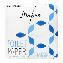 Туалетний папір із целюлози, білий, 3-шаровий Марго Premium (4 шт./уп.)
