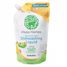 Жидкость для мытья посуды, овощей и фруктов Happy Elephant с ароматом грейпфрута, 500 мл (сменная упаковка) Жидкость для мытья посуды, овощей и фруктов Happy Elephant с ароматом грейпфрута, 500 мл (сменная упаковка)