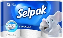 Туалетная бумага Selpak белая, 3-слойная (12 шт./уп.)