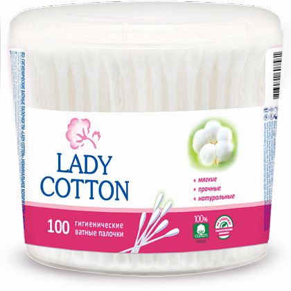 Ватні палички Lady Cotton у циліндричній упаковці (100 шт./уп.) Ватні палички Lady Cotton у циліндричній упаковці (100 шт./уп.)