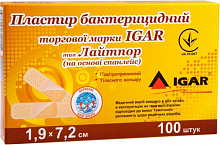 Пластир бактерицидний лайтпор на основі спанлейс 1.9х7.2 см, IGAR (100 шт./уп.)