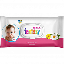 Салфетки влажные детские Fantasy Baby, с клапаном (ромашка, календула, Д-пантенол) (100 шт./уп.) Салфетки влажные детские Fantasy Baby, с клапаном (ромашка, календула, Д-пантенол) (100 шт./уп.)