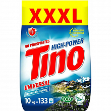Стиральный порошок без фосфатов, автомат Tino High-Power Mountain spring Universal, 10 кг Стиральный порошок без фосфатов, автомат Tino High-Power Mountain spring Universal, 10 кг