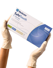 Рукавички латексні оглядові, білі Medicom (полегшені, без пудри), 100 шт./уп. Розмір: L