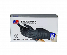 Перчатки смотровые нитриловые, нестерильные, без пудры, черные, 3 г, р. М (100 шт./уп.), MR