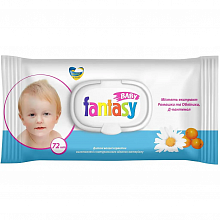 Серветки вологі дитячі Fantasy Baby, з клапаном (ромашка, обліпиха, Д-пантенол), (72 шт./уп.) Серветки вологі дитячі Fantasy Baby, з клапаном (ромашка, обліпиха, Д-пантенол), (72 шт./уп.)