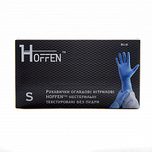Рукавички нітрилові HOFFEN (HOFF MEDICAL) текстуровані, неопудрені, блакитні (100 шт./уп.). Розмір: S