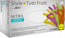 Рукавички нітрилові Style Tutti Frutti, різнокольорові (4 кольори), 4.0 г (96 шт./уп.). Розмір: M  Рукавички нітрилові Style Tutti Frutti, різнокольорові (4 кольори), 4.0 г (96 шт./уп.). Розмір: M