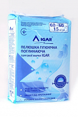 Пелюшка гігієнічна поглинаюча 60х60 см, IGAR (15 шт./уп.)
